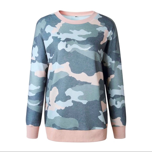 NEW BOUTIQUE Camo Long Sleeve Crewneck soft top - Picture 2 of 4